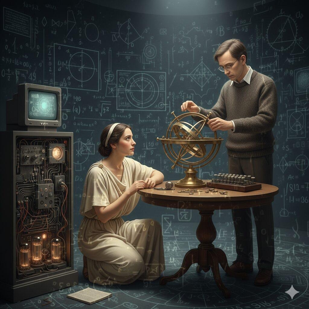 ipazia e turing, immagine realizzata con Gemini