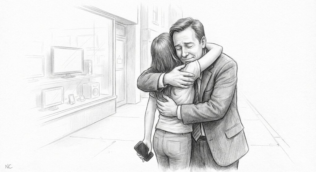Un padre e una figlia che si abbracciano